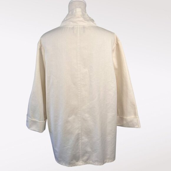 Vintage Open Front Jacket White 3/4 Sleeves Medium - Picture 5 of 11
